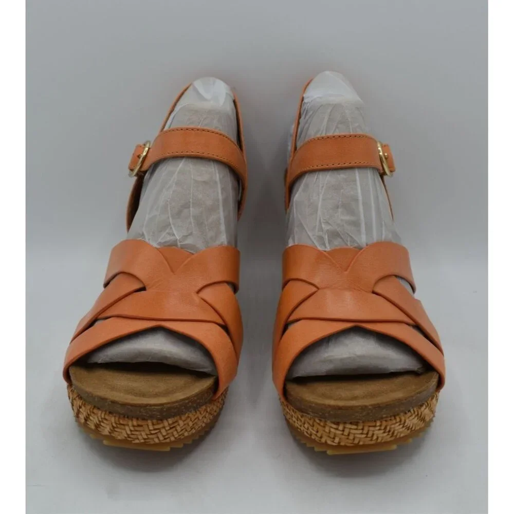 Sofft Womens Size‎ 11 Carlana Sunset Orange Leather Wedge Sandals Shoes